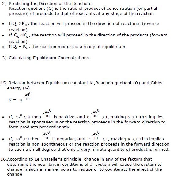 Cbse Class Chemistry Equilibrium Notes Set C